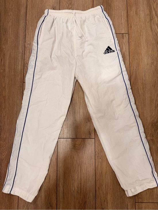 adidas Pants - adidas Vintage 90s white track pants with Blue Piping